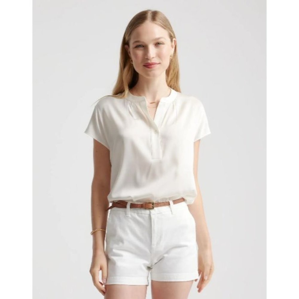 Quince Washable Stretch Silk Dolman Sleeve Blouse Small Ivory New